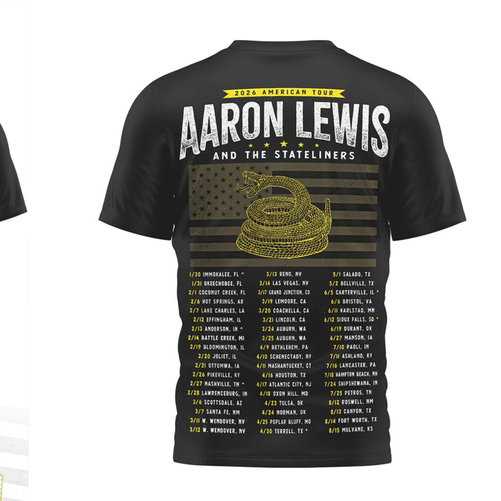 Aaron Lewis And The Stateliners 2026 American Tour Dates Gadsden Flag Graphic T Shirt Aaron Lewis And The Stateliners 2026 American Tour Dates Gadsden Flag Graphic T Shirt