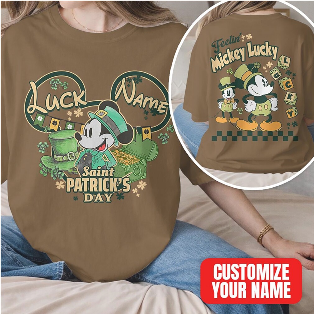 Custom Mickey Lucky Saint Patrick’s Day Disney Character Retro Green Clover Name T Shirt Custom Mickey Lucky Saint Patrick’s Day Disney Character Retro Green Clover Name T Shirt