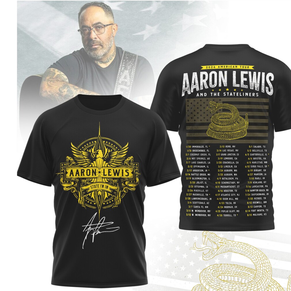 Aaron Lewis And The Stateliners 2026 American Tour Dates Gadsden Flag Graphic T Shirt Aaron Lewis And The Stateliners 2026 American Tour Dates Gadsden Flag Graphic T Shirt