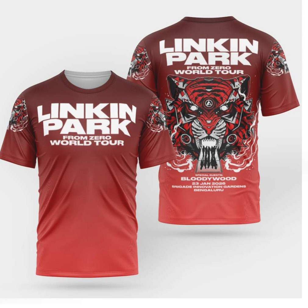 Linkin Park From Zero World Tour 2026 Tiger Red Bengalurue India Concert Hoodie Linkin Park From Zero World Tour 2026 Tiger Red Bengalurue India Concert Hoodie
