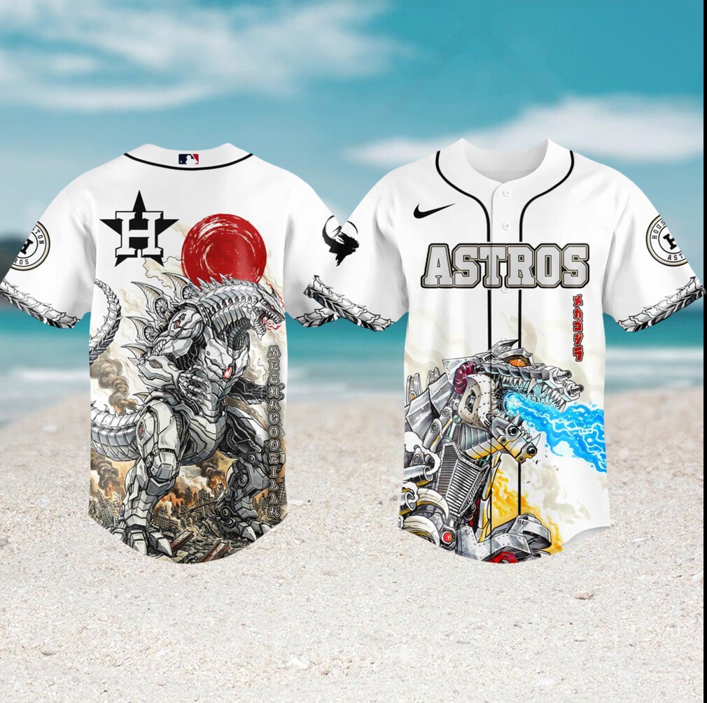 Houston Astros x MechaGodzilla White Baseball Space City Kaiju Jersey Houston Astros x MechaGodzilla White Baseball Space City Kaiju Jersey
