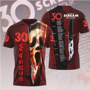 30th Anniversary Scream Kill Tour Red 3D All Over Print T Shirt