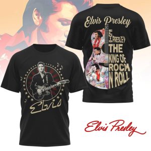 Elvis Presley The King of Rock N Roll Vintage Graphic Guitar T Shirt