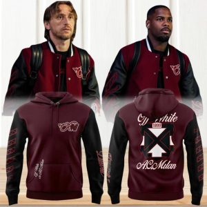 AC Milan x Off White Limited Edition Maroon Varsity Style Football Hoodie