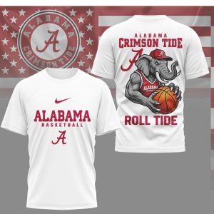 Alabama Crimson Tide Basketball “Roll Tide” Elephant Mascot Graphic T Shirt