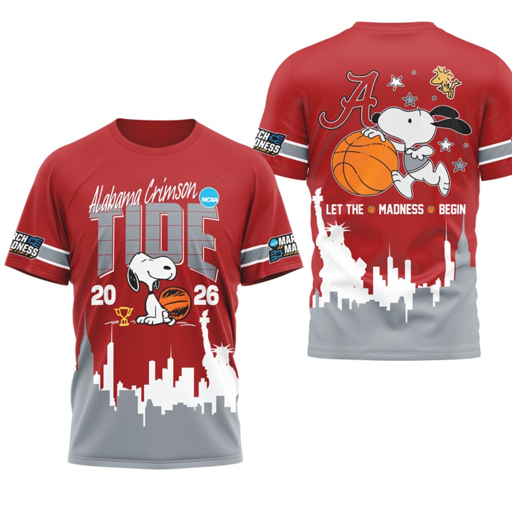 Alabama Crimson Tide March Madness 2026 Snoopy Peanuts Basketball NFL Shirt Alabama Crimson Tide March Madness 2026 Snoopy Peanuts Basketball NFL Shirt