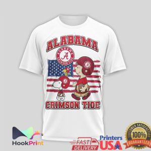 Alabama Crimson Tide Snoopy and Charlie Brown American Flag T Shirt