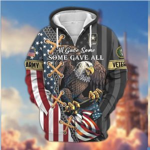 All Gave Some Some Gave All US Army Veteran Eagle Flag Hoodie