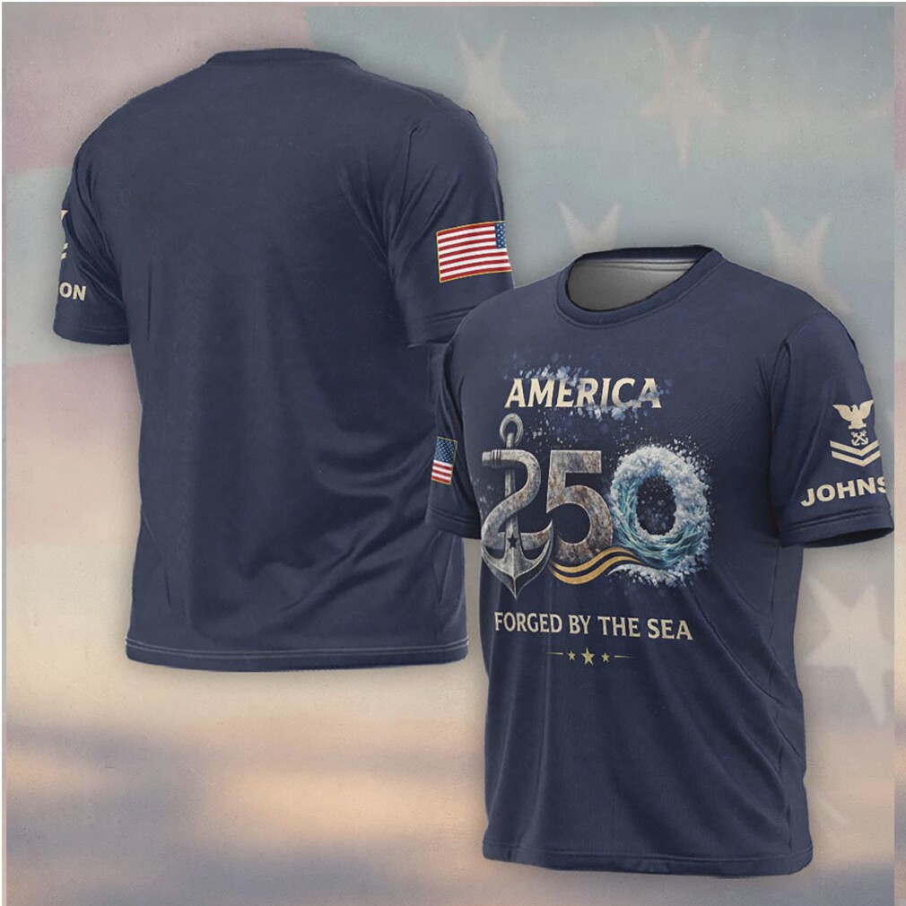 America 250 Forged By The Sea US Navy Anchor Waves T Shirt America 250 Forged By The Sea US Navy Anchor Waves T Shirt