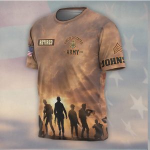 America 250 Proud Retired 1776 2026 US Army Sunset Soldier T Shirt