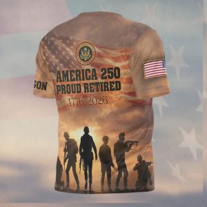 America 250 Proud Retired 1776 2026 US Army Sunset Soldier T Shirt