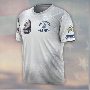 America 250 Proudly Retired US Army Eagle Design Distressed T Shirt