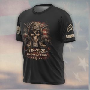 America 250 Semiquincentennial Soldier Skull 1776 2026 Military Shirt