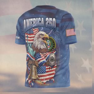 America 250th Anniversary US Army Eagle Liberty Bell Patriotic T Shirt