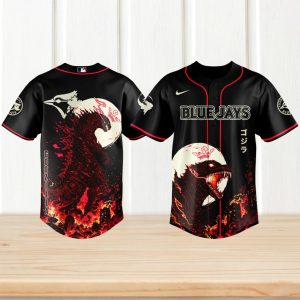 Godzilla x Toronto Blue Jays Black King of Monsters Baseball Jersey