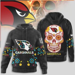 Arizona Cardinals Sugar Skull Day of the Dead Floral NFL Hoodie Arizona Cardinals Sugar Skull Day of the Dead Floral NFL Hoodie