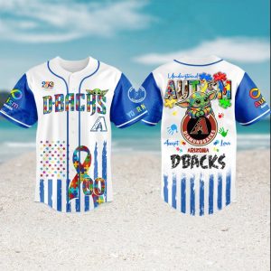 Arizona Diamondbacks Baby Yoda Autism Awareness Custom Baseball Jersey