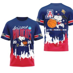 Arizona Wildcats Snoopy Basketball 2026 March Madness Skyline Shirt