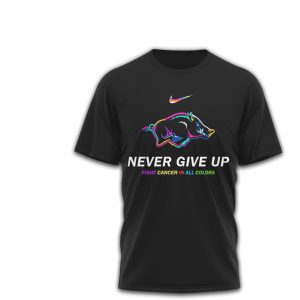Arkansas Razorbacks Cancer Awareness Never Give Up Support Red White Fan T Shirt Arkansas Razorbacks Cancer Awareness Never Give Up Support Red White Fan T Shirt