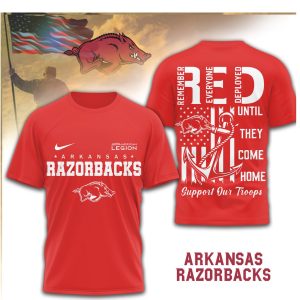 Arkansas Razorbacks R.E.D. Remember Everyone Deployed Patriotic Red T Shirt