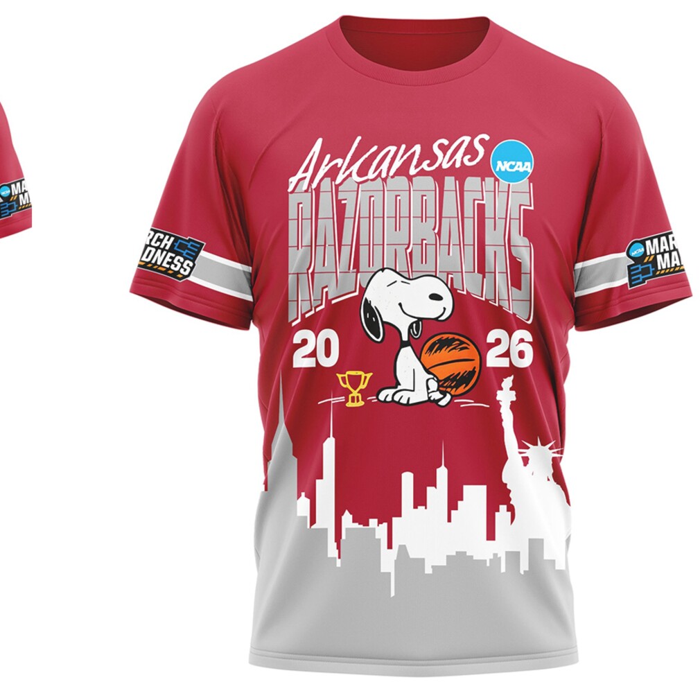 Arkansas Razorbacks Snoopy 2026 NCAA Let The Madness Begin Shirt Arkansas Razorbacks Snoopy 2026 NCAA Let The Madness Begin Shirt