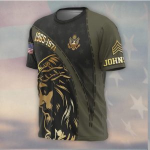Armor of God Never Fades Christian U.S. Army Veteran Jesus Portrait Shirt
