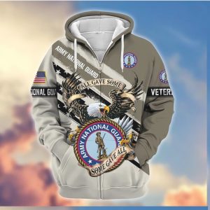 Army National Guard Veteran Eagle Emblem 3D Full Print Zip Hoodie