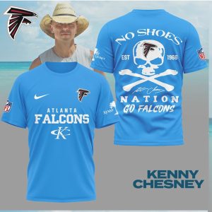 Atlanta Falcons x Kenny Chesney No Shoes Nation Skull Fan T Shirt