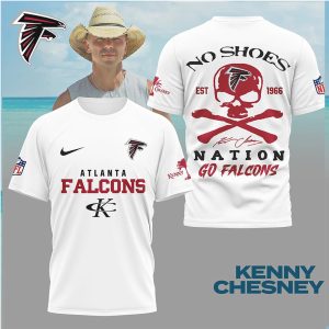 Atlanta Falcons x Kenny Chesney No Shoes Nation Skull Fan T Shirt