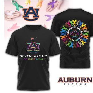 Auburn Tigers Cancer Awareness MultiColor Ribbon Fan Gear Navy Orange T Shirt