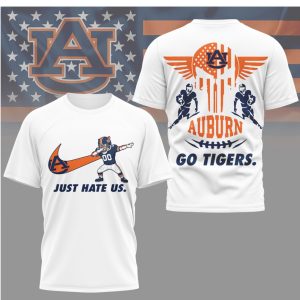 Auburn Tigers Just Hate Us Dabbing Mascot & Punisher Style Skull Shirt