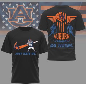 Auburn Tigers Just Hate Us Dabbing Mascot & Punisher Style Skull Shirt