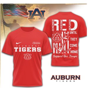 Auburn Tigers R.E.D. Remember Everyone Deployed Military Support T Shirt