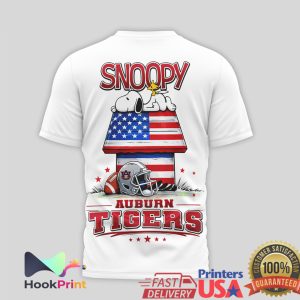 Auburn Tigers Snoopy Peanuts American Flag Football T Shirt