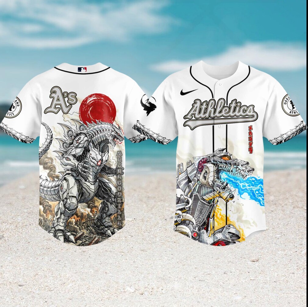MechaGodzilla x Oakland Athletics A's MLB Baseball Jersey MechaGodzilla x Oakland Athletics A's MLB Baseball Jersey