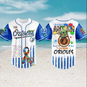Baltimore Orioles Autism Awareness Baby Yoda Custom Baseball Jersey