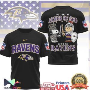 Baltimore Ravens Armor Of God Snoopy Charlie Brown Fan Gear Shirt