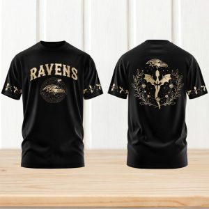Baltimore Ravens Basgiath War College Dragon Rider Gold Foil T Shirt