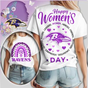 Baltimore Ravens Happy Womens Day NFL Football Purple Rainbow T Shirt