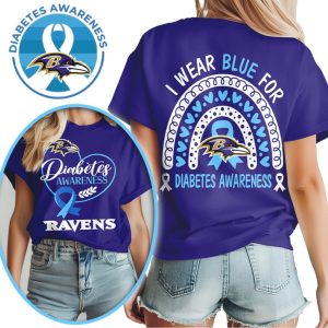 Baltimore Ravens I Wear Blue For Diabetes Awareness Support Purple Gold T Shirt Baltimore Ravens I Wear Blue For Diabetes Awareness Support Purple Gold T Shirt