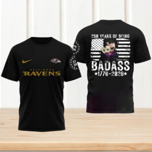 Baltimore Ravens Joker 250 Years of Being Badass 1776 2026 NFL T Shirt