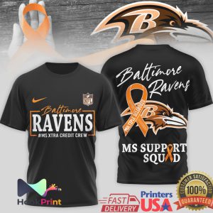 Baltimore Ravens MS Awareness MS Support Squad Ribbon Fan Gear T Shirt