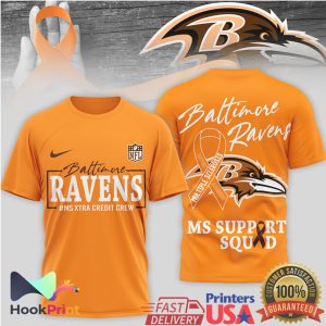 Baltimore Ravens MS Awareness MS Support Squad Ribbon Fan Gear T Shirt
