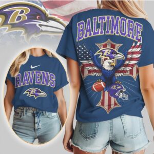 Baltimore Ravens Patriotic Eagle American Flag Cross NFL Football T Shirt Baltimore Ravens Patriotic Eagle American Flag Cross NFL Football T Shirt