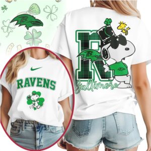 Baltimore Ravens Snoopy Lucky Green St Patricks Day NFL Football T Shirt