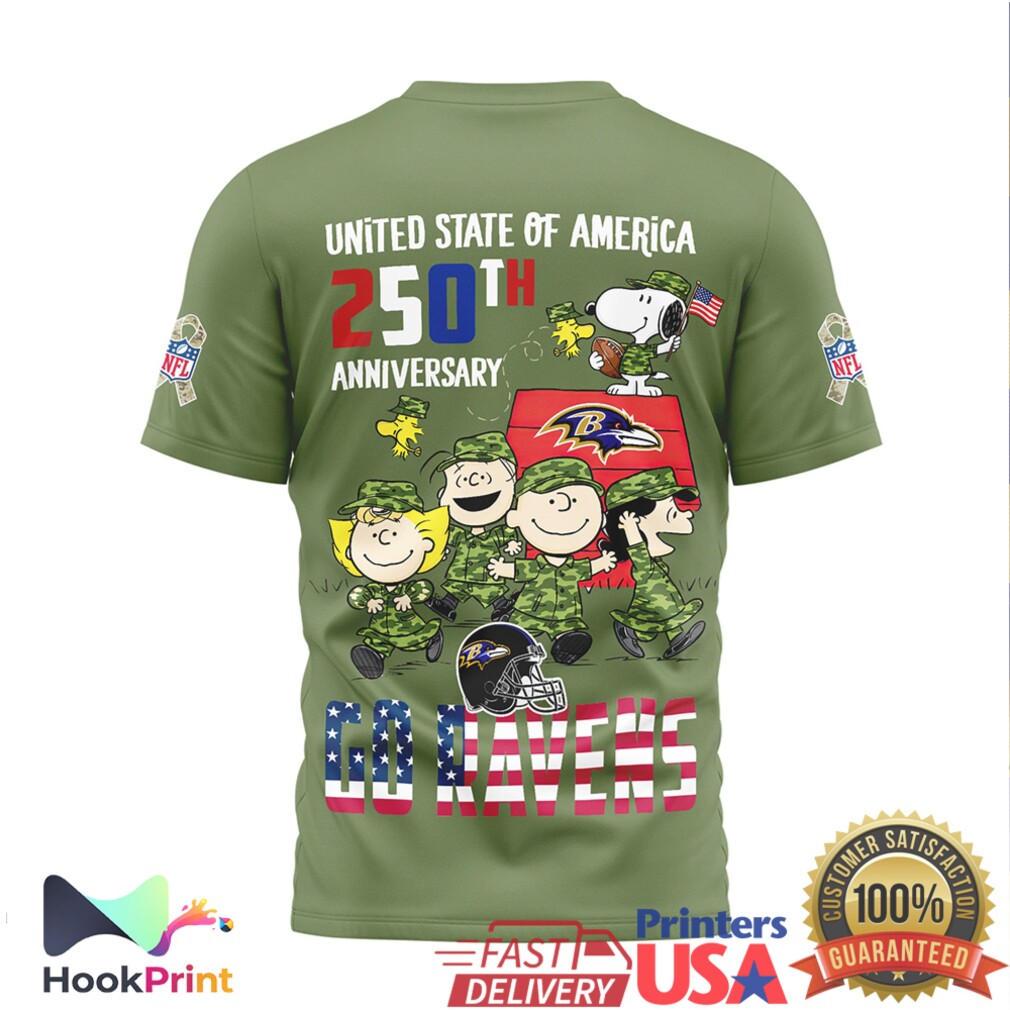Baltimore Ravens Snoopy Peanuts 250th Anniversary Military Appreciation Olive T Shirt Baltimore Ravens Snoopy Peanuts 250th Anniversary Military Appreciation Olive T Shirt