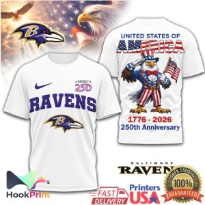 Baltimore Ravens USA 250th Anniversary 1776 2026 Patriotic Eagle T Shirt