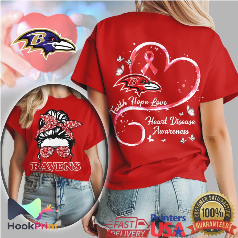 Baltimore Ravens Women’s Heart Disease Awareness Faith Hope Love T Shirt Baltimore Ravens Women’s Heart Disease Awareness Faith Hope Love T Shirt