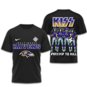 Baltimore Ravens x KISS Rock Band Collaboration Football T Shirt