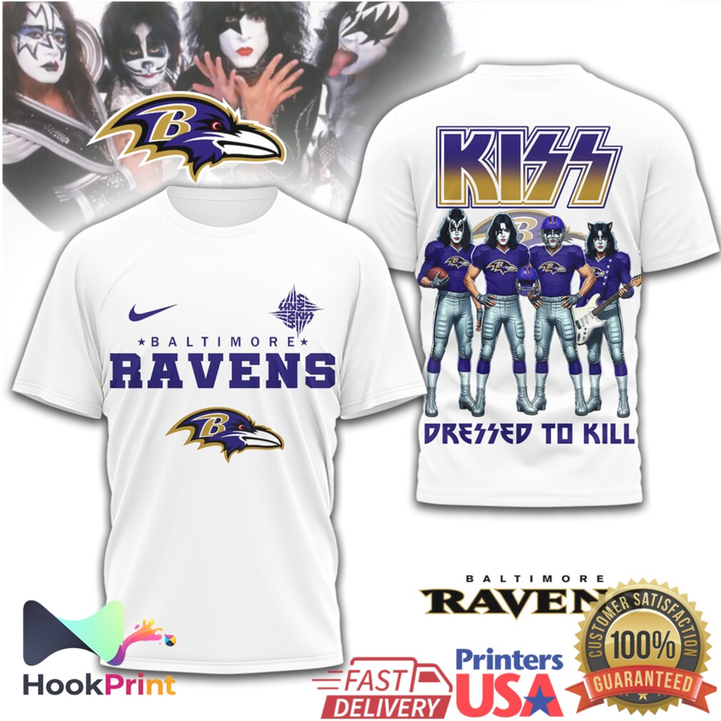 Baltimore Ravens x KISS Rock Band Dressed To Kill T Shirt Baltimore Ravens x KISS Rock Band Dressed To Kill T Shirt